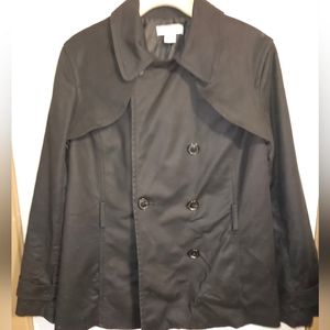 Vintage Liz Claiborne double breasted cropped trench coat, black size L
